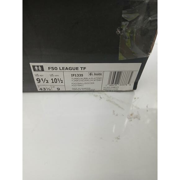 NWT adidas Unisex League Turf Sneaker,Turbo/Aurora Black/Platin Metallic-9.5 Men - Picture 4 of 7